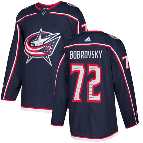 Adidas Men Columbus Blue Jackets #72 Sergei Bobrovsky Navy Blue Home Authentic Stitched NHL Jersey